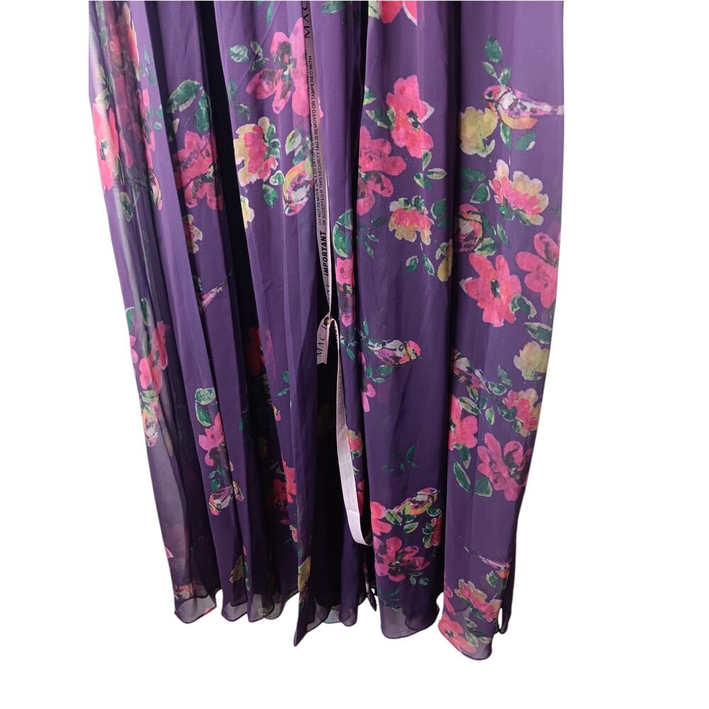 New with Tags Mac Duggal 68558 Purple Floral Chiffon Plunge Slit Gown Size 4 - Picture 7 of 16